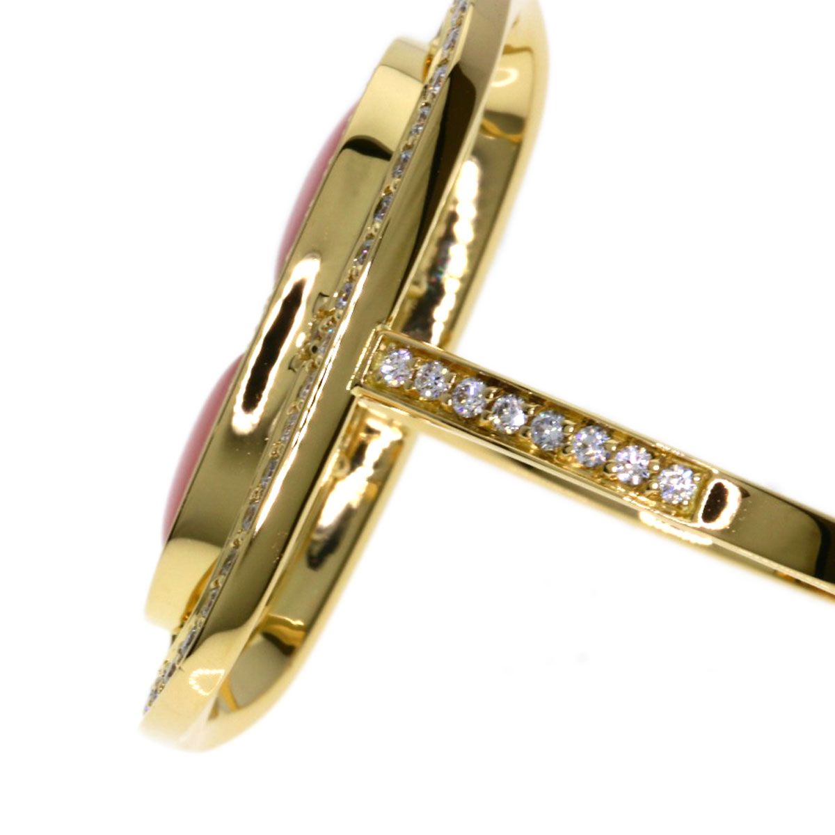 Hermes Chaine D'ancre Diamond Pink Opearl Ring 18k Yellow Gold — view 8