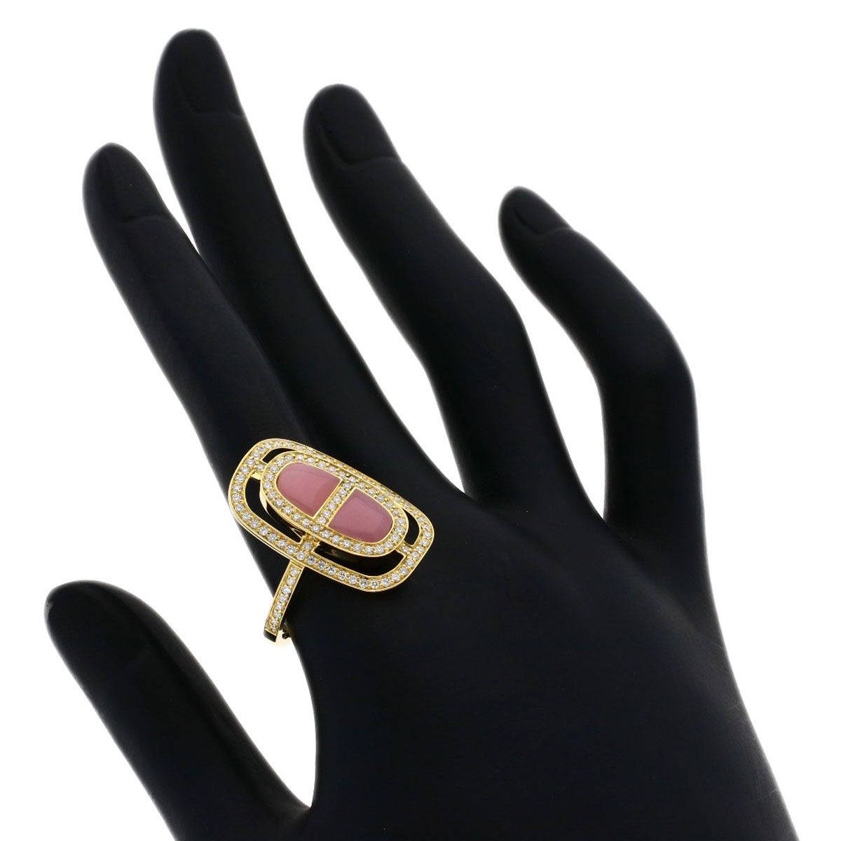 Hermes Chaine D'ancre Diamond Pink Opearl Ring 18k Yellow Gold — view 7