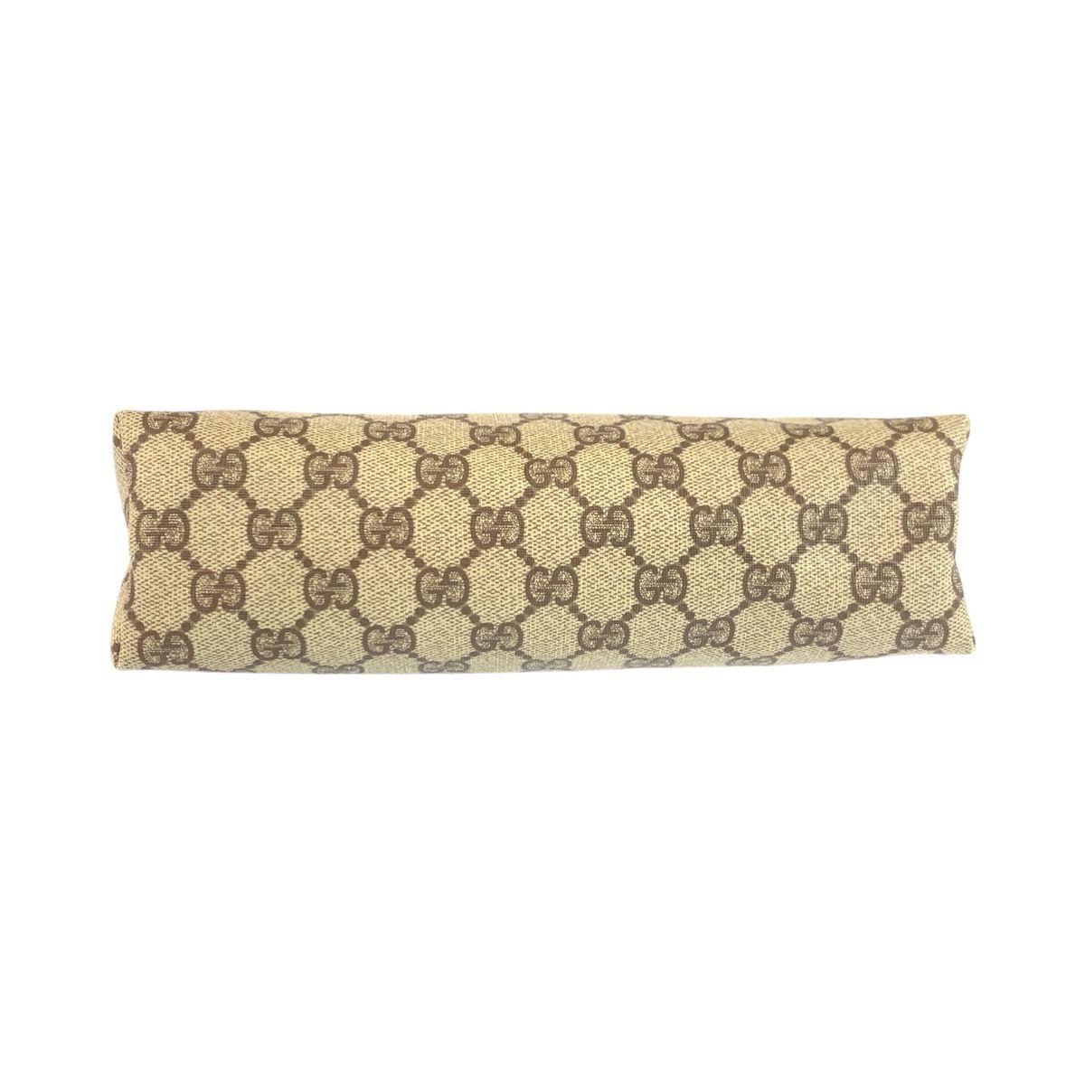 Gucci Beige Brown GG Supreme Canvas Leather Clutch — view 8