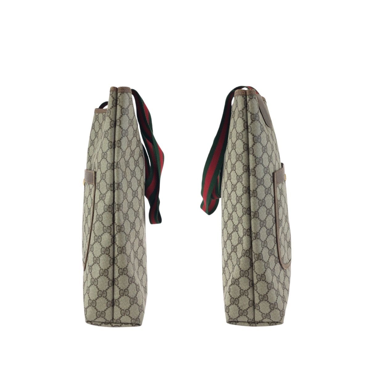 Gucci Vintage Sherry Line Beige GG Supreme Canvas Shoulder Bag — view 8