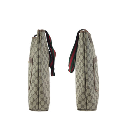 Gucci Vintage Sherry Line Beige GG Supreme Canvas Shoulder Bag — view 8