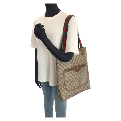 Gucci Vintage Sherry Line Beige GG Supreme Canvas Shoulder Bag — view 7
