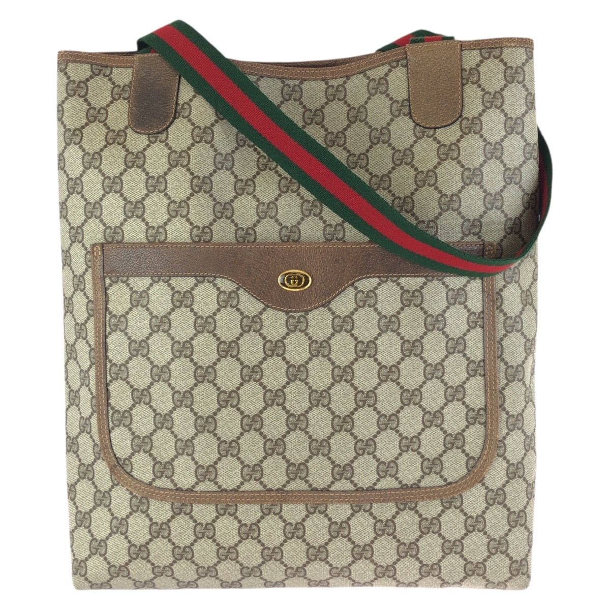 Gucci Vintage Sherry Line Beige GG Supreme Canvas Shoulder Bag