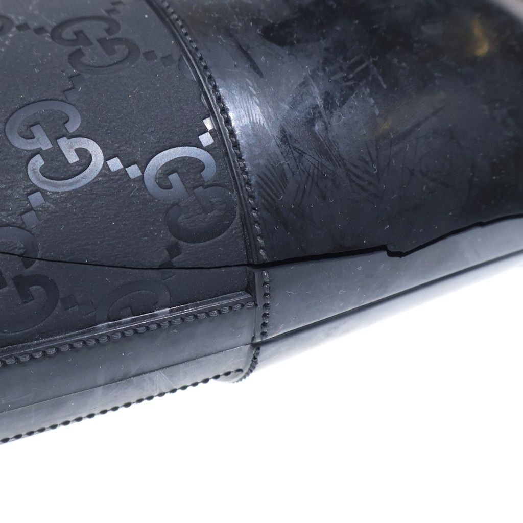 Gucci GG All Over Pattern Rubber Rain Long Boots Black — view 6