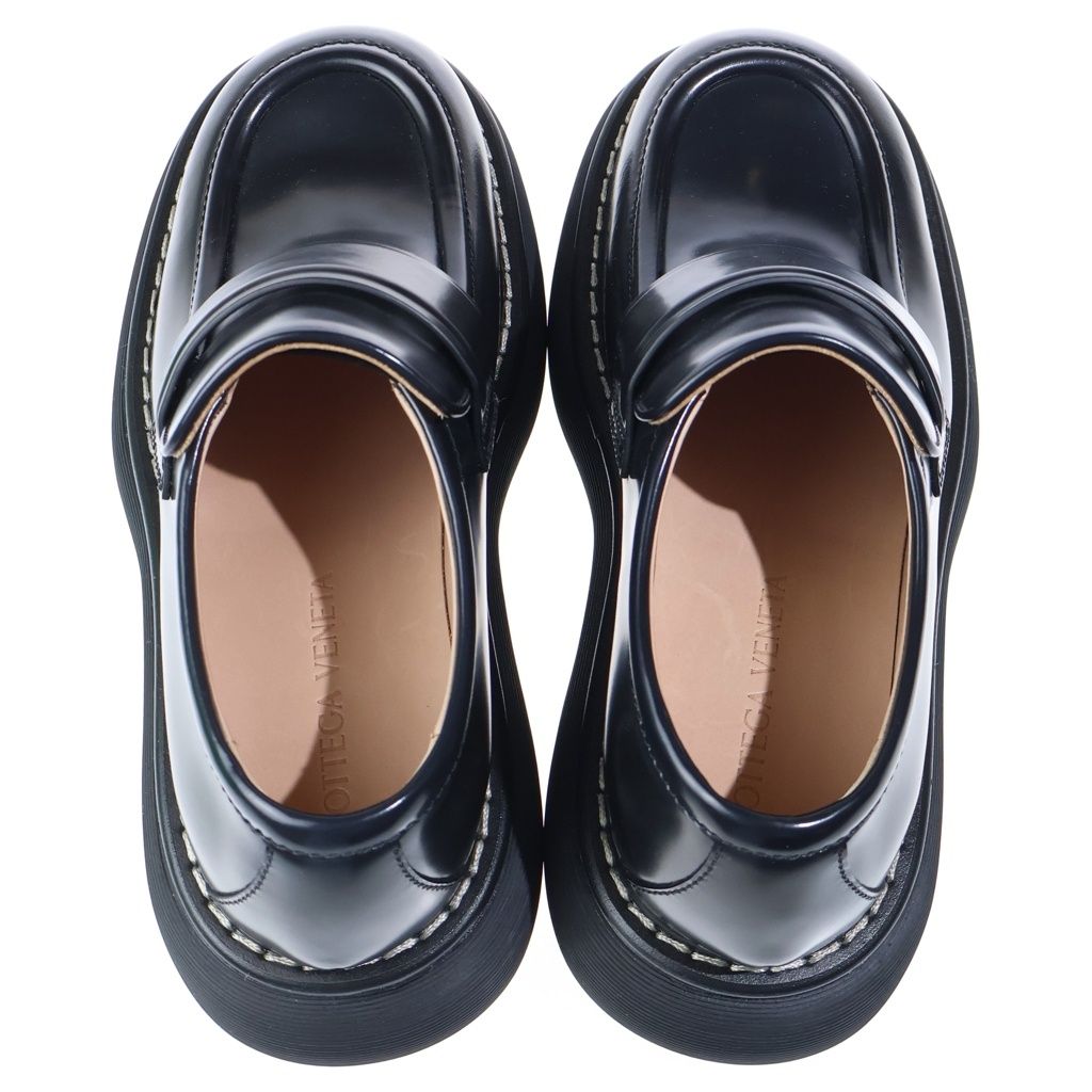 Bottega Veneta Swell Loafer Rubber Tin Gold Leather Loafers Black — view 4
