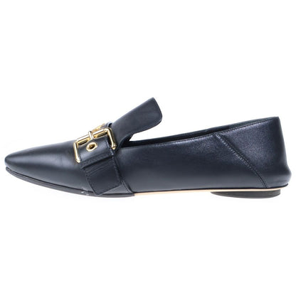 Louis Vuitton Logo Belt Leather Loafers Slip on Shoes Black