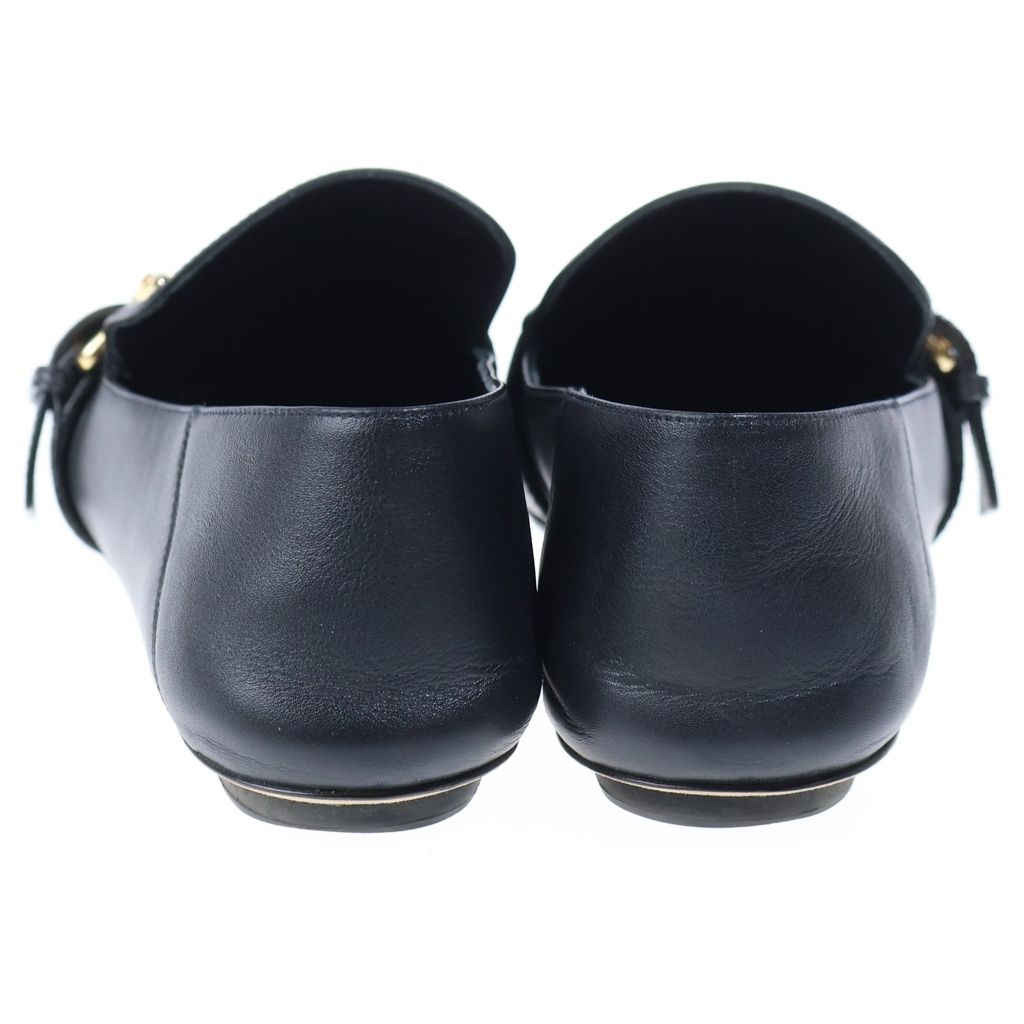 Louis Vuitton Logo Belt Leather Loafers Slip on Shoes Black — view 3