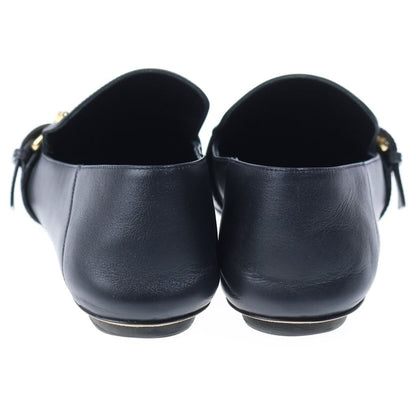 Louis Vuitton Logo Belt Leather Loafers Slip on Shoes Black — view 3
