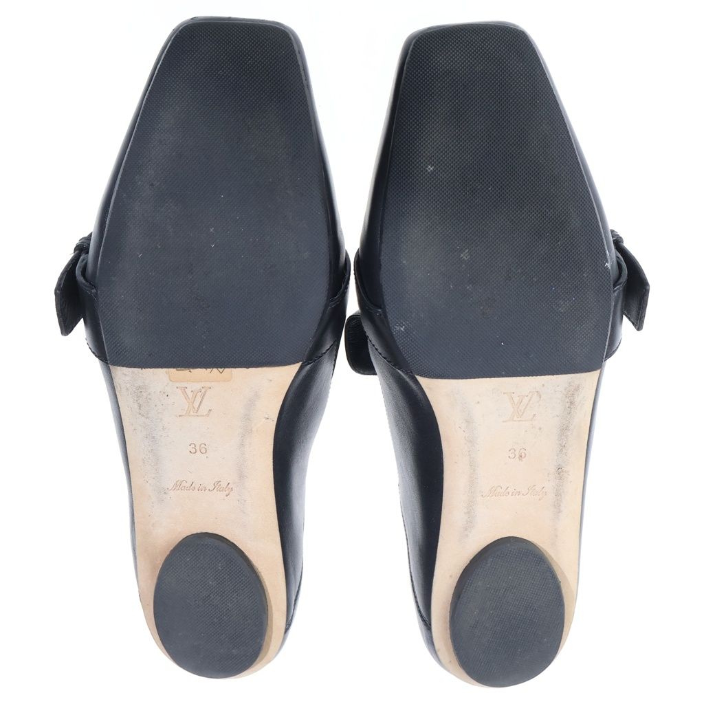 Louis Vuitton Logo Belt Leather Loafers Slip on Shoes Black — view 5