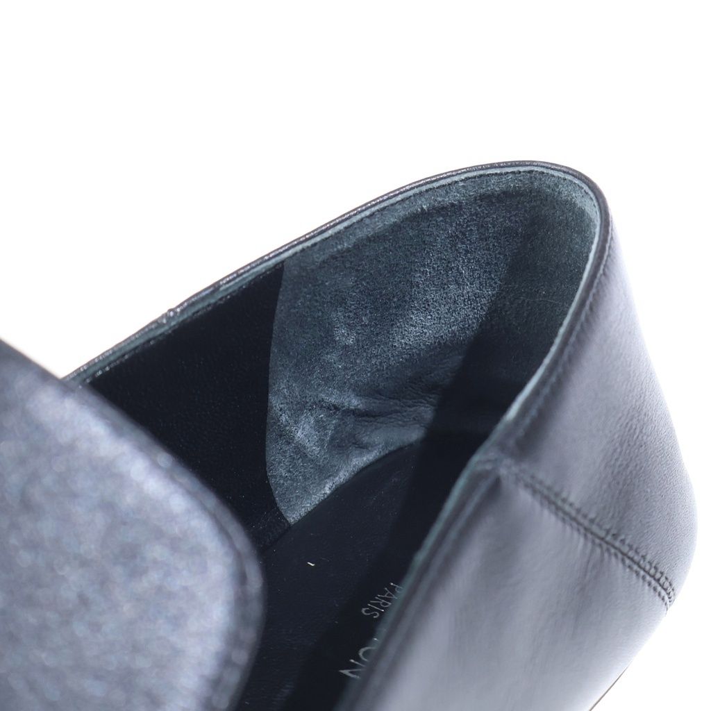 Louis Vuitton Logo Belt Leather Loafers Slip on Shoes Black — view 6