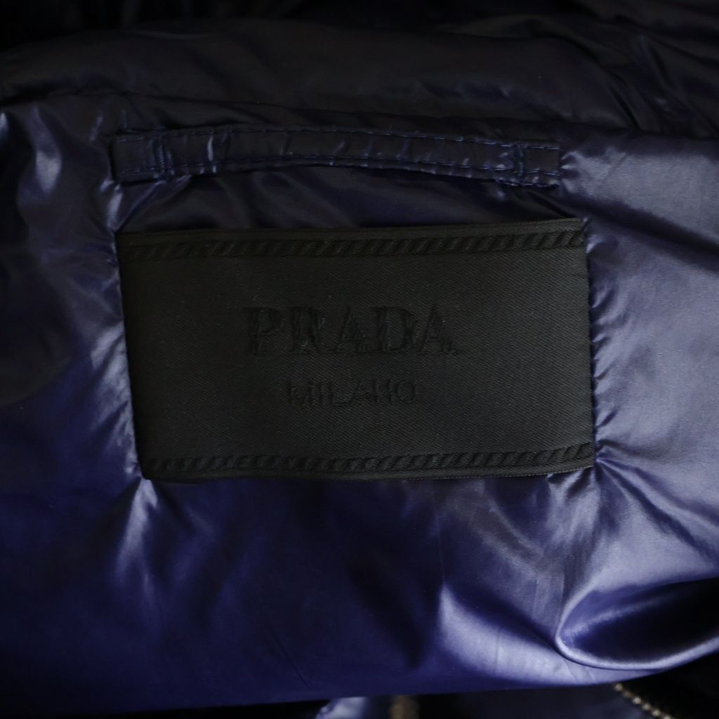 Prada Chest Logo Print Zip Up Jacket Vest Blue — view 6