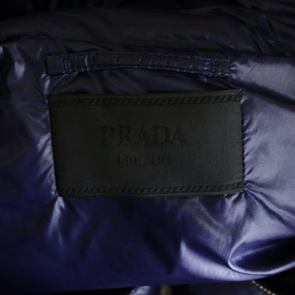 Prada Chest Logo Print Zip Up Jacket Vest Blue — view 6
