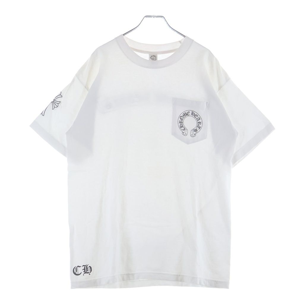 Chrome Hearts Back Scroll Label Print Sleeve CH Cross Short T-Shirt White