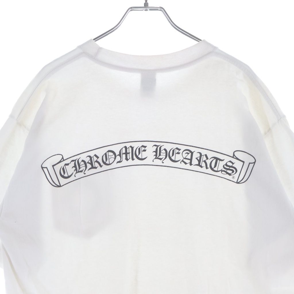 Chrome Hearts Back Scroll Label Print Sleeve CH Cross Short T-Shirt White — view 4