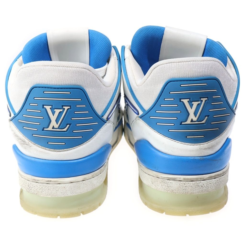 Louis Vuitton LV Trainers Line Leather High Cut Shoes Sneakers White Blue — view 3