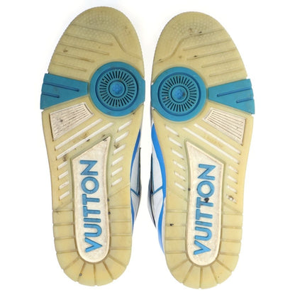 Louis Vuitton LV Trainers Line Leather High Cut Shoes Sneakers White Blue — view 5