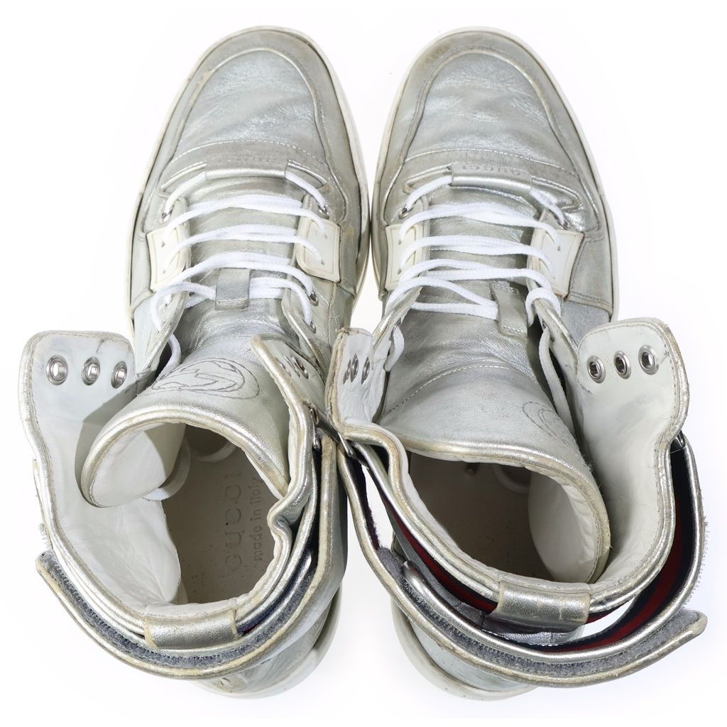 Gucci Logo Embroidery Metallic Cles Lace Up Belt Sneaker — view 4