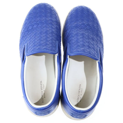 Bottega Veneta Intrecciato Leather Sneakers Slip Ons Blue — view 4