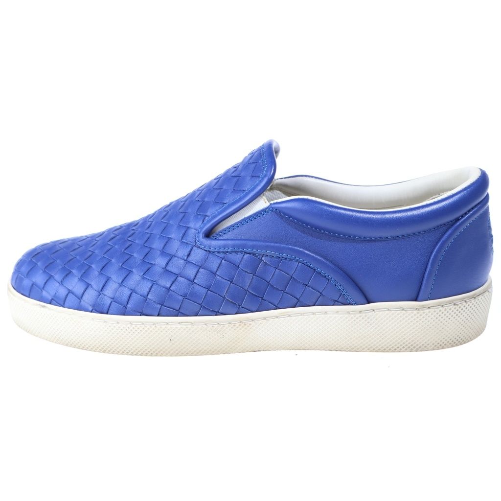 Bottega Veneta Intrecciato Leather Sneakers Slip Ons Blue