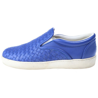 Bottega Veneta Intrecciato Leather Sneakers Slip Ons Blue