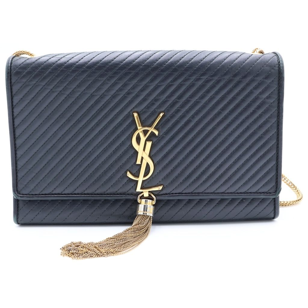 Saint Laurent Paris Kate Shoulder Bag Chain Black Leather Gold