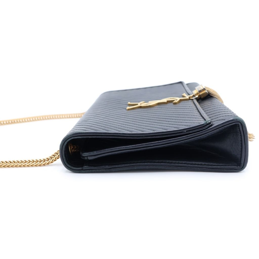 Saint Laurent Paris Kate Shoulder Bag Chain Black Leather Gold — view 3