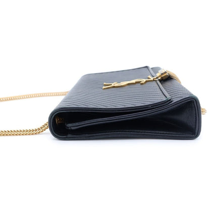Saint Laurent Paris Kate Shoulder Bag Chain Black Leather Gold — view 3