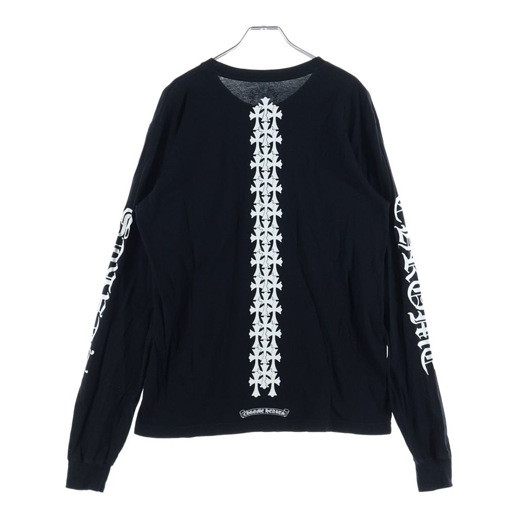 Chrome Hearts Back Cemetery Cross Print Sleeve Logo Crew Neck Long Top Black