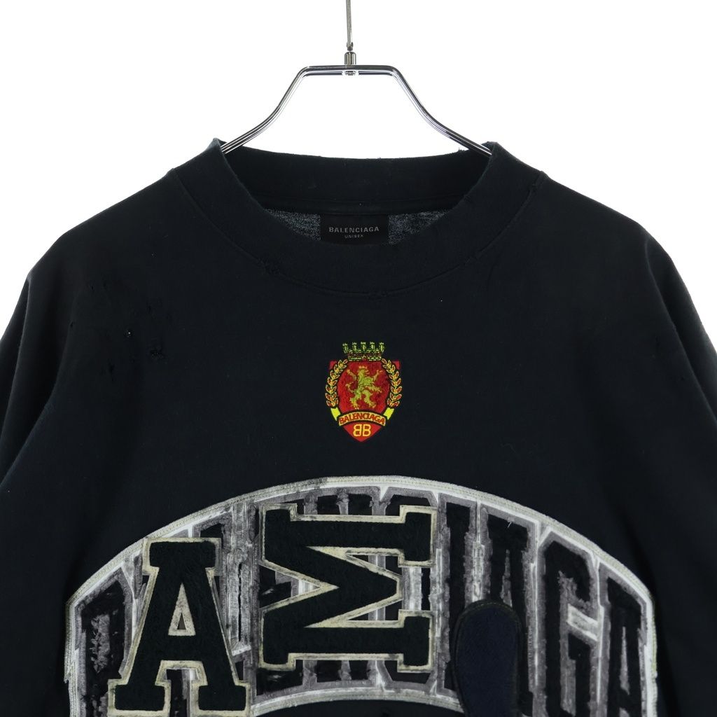 Balenciaga Skater Oversized T-Shirt Crushed Patch Destroyed Crew Neck Short — view 3