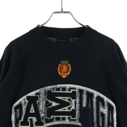 Balenciaga Skater Oversized T-Shirt Crushed Patch Destroyed Crew Neck Short — view 3