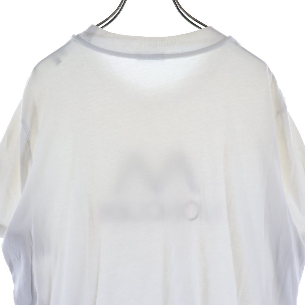 Moncler SS T-Shirt Short Sleeve Logo Print Side Stripe Crew Neck White — view 4