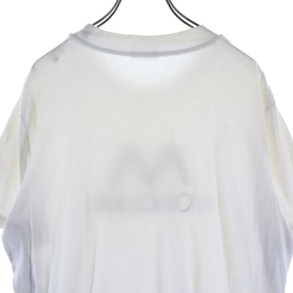 Moncler SS T-Shirt Short Sleeve Logo Print Side Stripe Crew Neck White — view 4