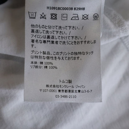 Moncler SS T-Shirt Short Sleeve Logo Print Side Stripe Crew Neck White — view 8