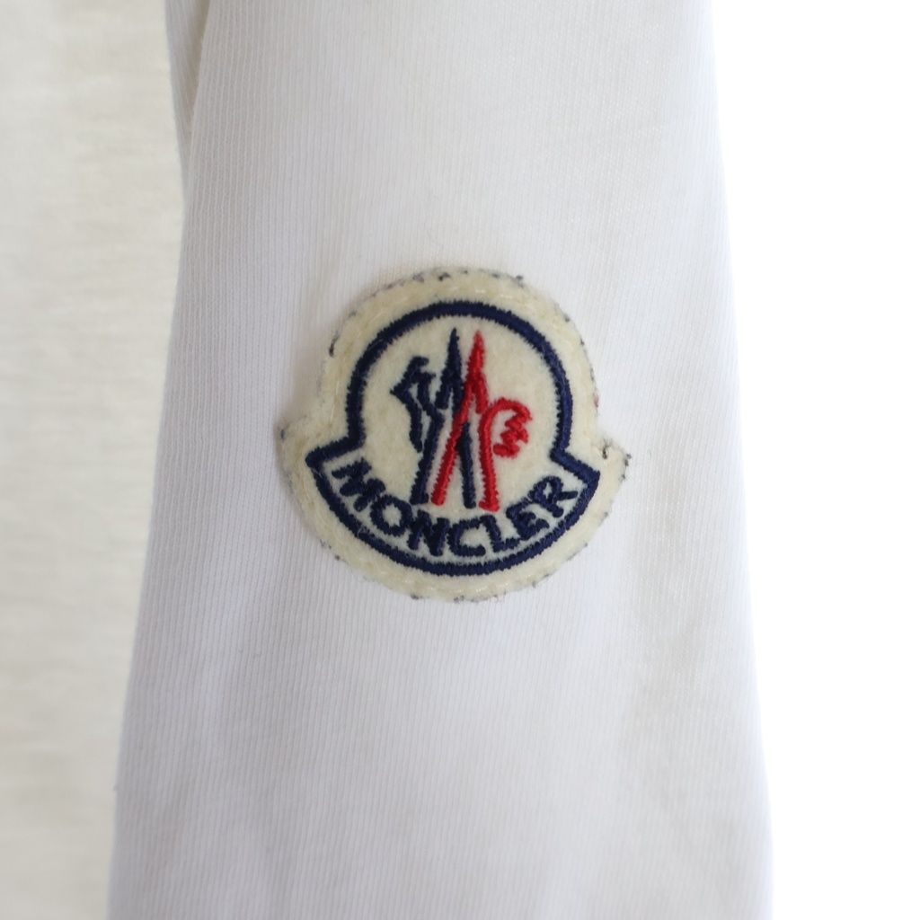 Moncler SS T-Shirt Short Sleeve Logo Print Side Stripe Crew Neck White — view 6