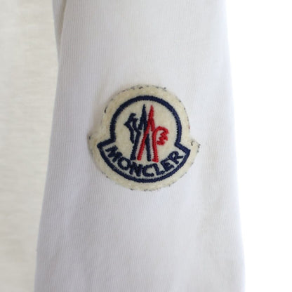 Moncler SS T-Shirt Short Sleeve Logo Print Side Stripe Crew Neck White — view 6