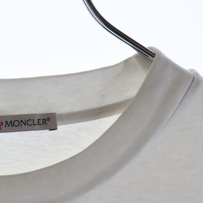 Moncler SS T-Shirt Short Sleeve Logo Print Side Stripe Crew Neck White — view 5