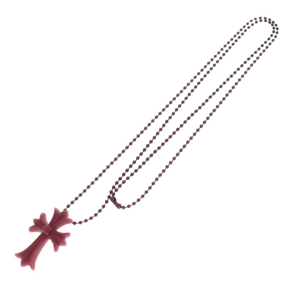 Chrome Hearts Rubber CH Crs Sml Small CH Cross Necklace Silicone Bordeaux — view 2