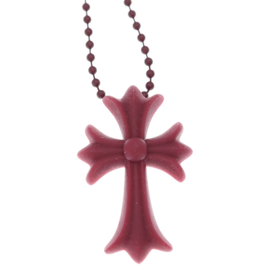 Chrome Hearts Rubber CH Crs Sml Small CH Cross Necklace Silicone Bordeaux — view 3
