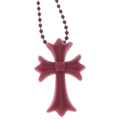 Chrome Hearts Rubber CH Crs Sml Small CH Cross Necklace Silicone Bordeaux — view 3