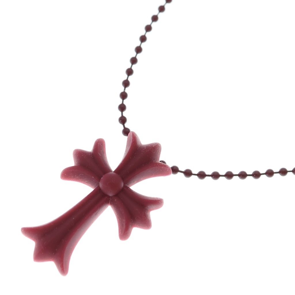 Chrome Hearts Rubber CH Crs Sml Small CH Cross Necklace Silicone Bordeaux