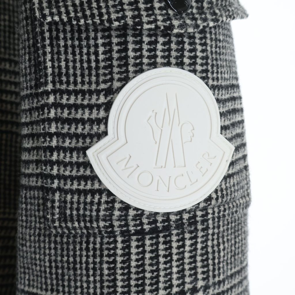 Moncler Blin Bling Glen Plaid Down Jacket Gray — view 4