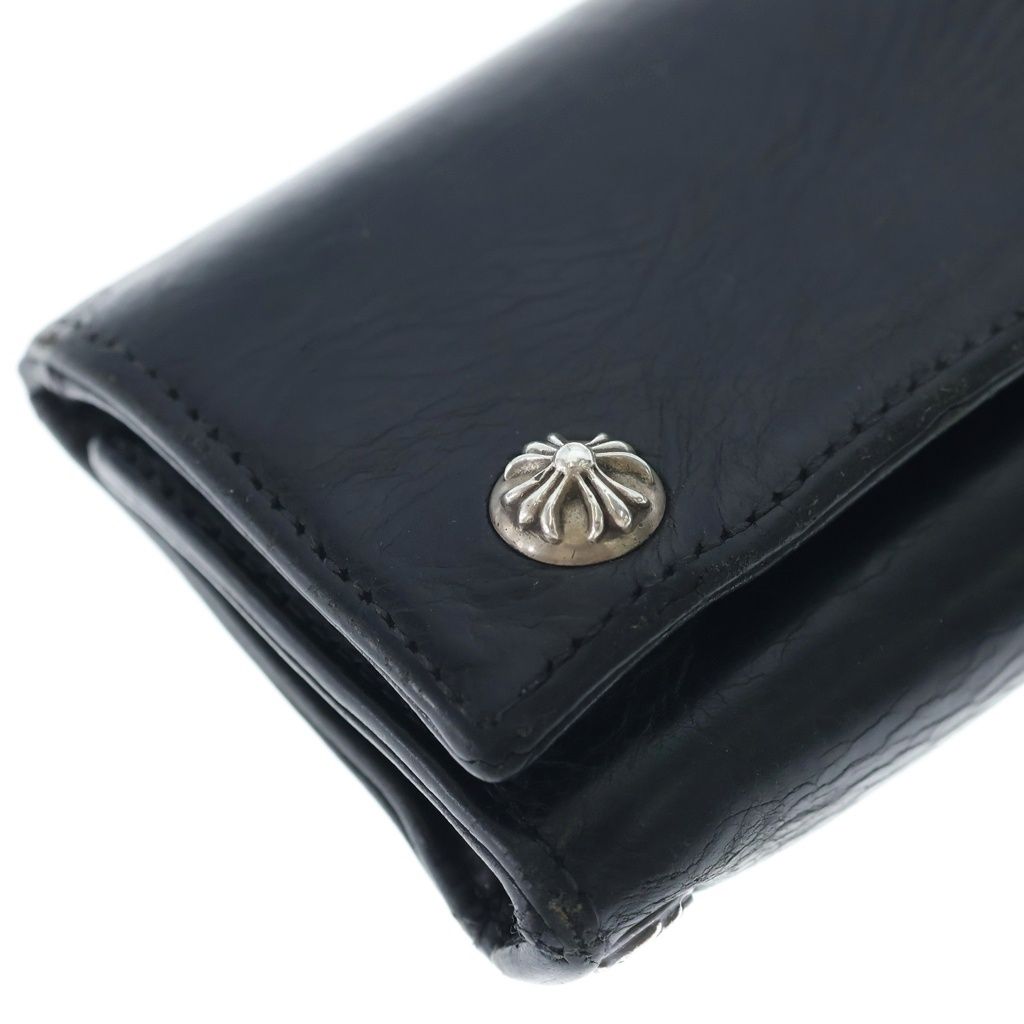 Chrome Hearts 3 Fold Cross Ball Leather Wallet Black — view 6