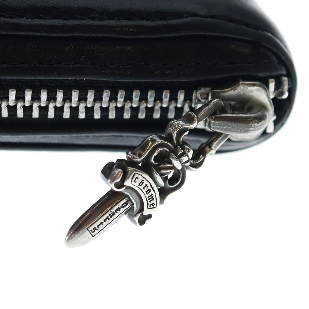 Chrome Hearts Rec Zip Plane Plain Round Zip Leather Wallet Black — view 5