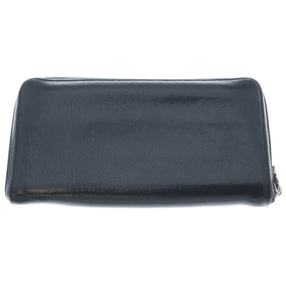 Chrome Hearts Rec Zip Plane Plain Round Zip Leather Wallet Black