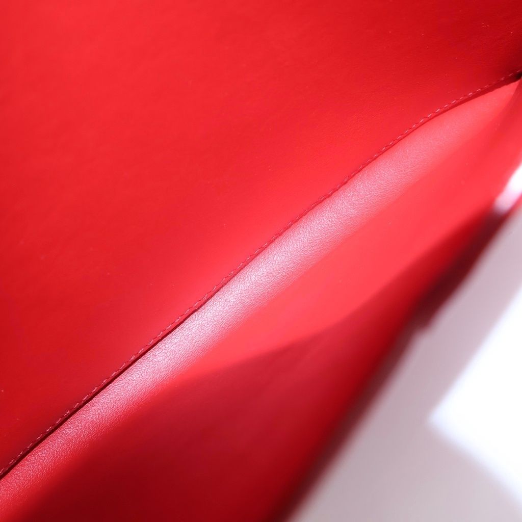 Prada Letter Clutch Back Second Fourco Red Leather Gold — view 4
