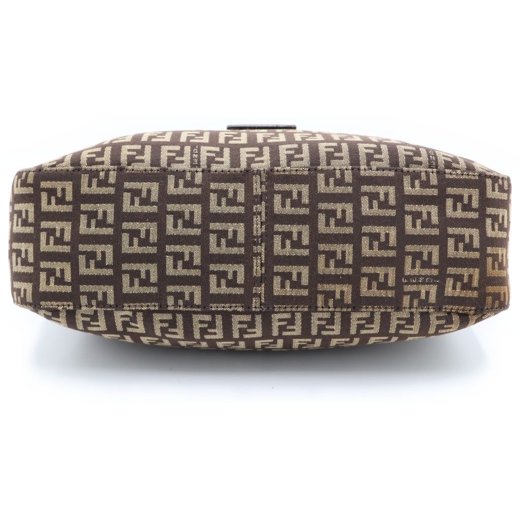 Fendi Zucchino Mamma Bucket Shoulder Bag Brown Canvas Leather Silver — view 5