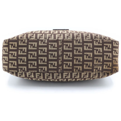 Fendi Zucchino Mamma Bucket Shoulder Bag Brown Canvas Leather Silver — view 5