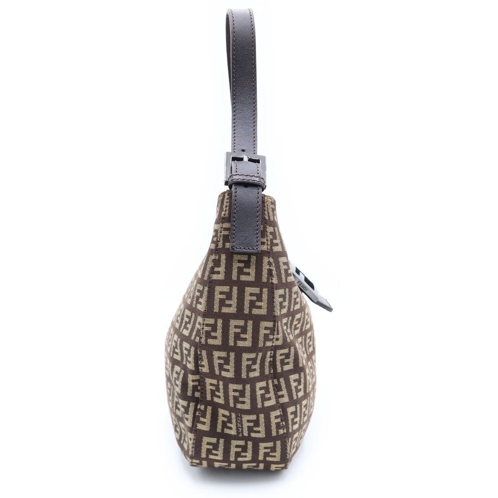 Fendi Zucchino Mamma Bucket Shoulder Bag Brown Canvas Leather Silver — view 3