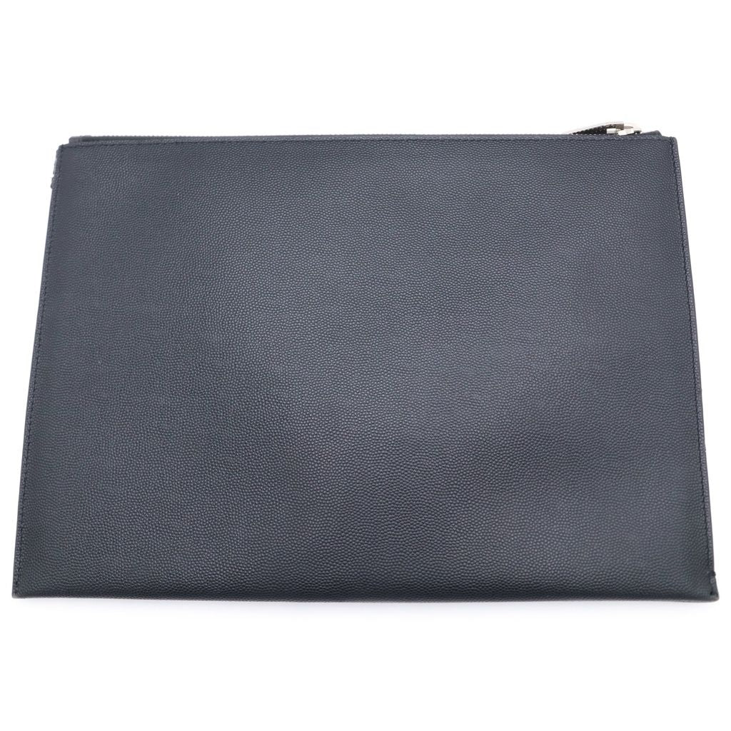 Saint Laurent Paris Clutch Case Pouch Leather Black — view 2
