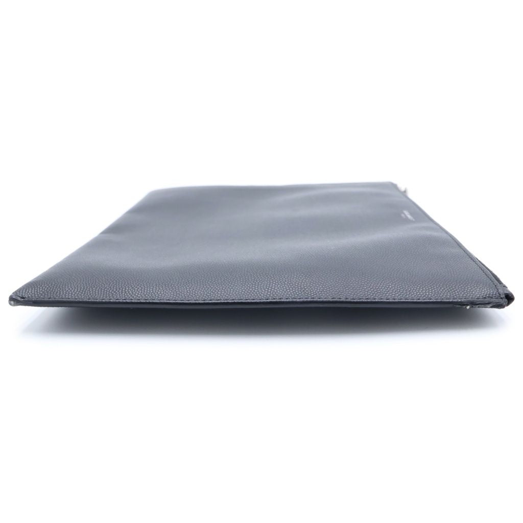 Saint Laurent Paris Clutch Case Pouch Leather Black — view 3